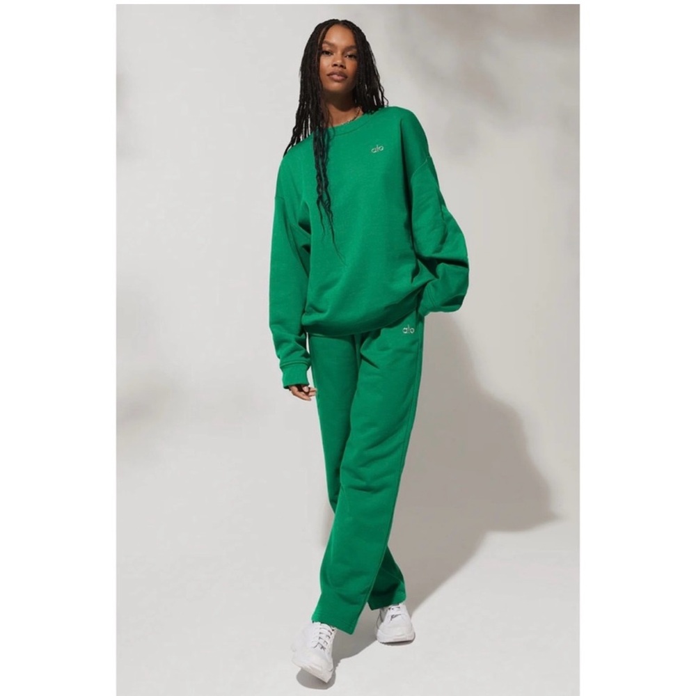 Alo yoga Accolade straight leg sweatpant pants small S Green Emerald EUC sweats